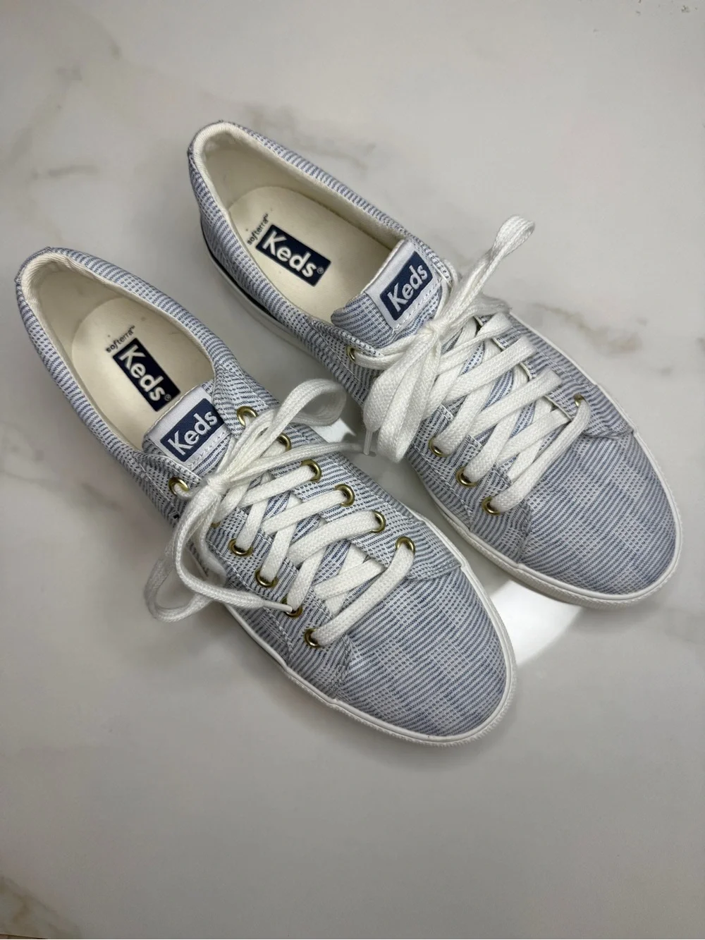 Keds Light Blue Striped Canvas Sneakers